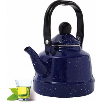 1.1-2.5L Blue Enamel Tea Kettle with Floral Design