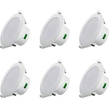 12W LED Recessed Ceiling Light – Dimmable, 3‑Color Temp, IP44, 90‑100mm Cutout, 6 Piece Set
