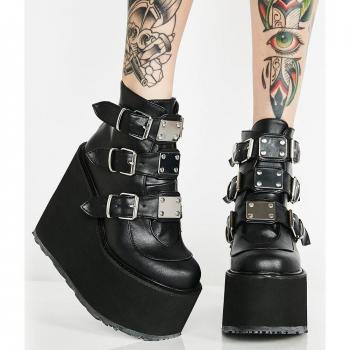 Bottines à plateforme pour femmes, style gothique, grande taille 42