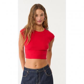 Burgundy Stradivarius Basic Crop Tee XS