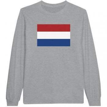 Grijze Vlag Long Sleeve T-shirt 100% Katoen Rond Hals