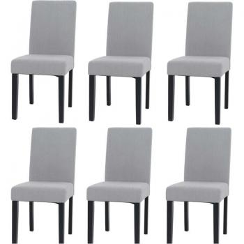 Set de 6 chaises de salle à manger en tissu velours gris clair et bois foncé