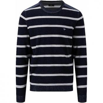 Fynch Hatton Navy O-Neck Pullover with Plated Stripe