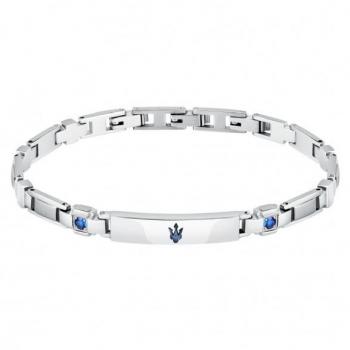 Maserati Gioielli Anillo Hombre Sapphire Br Ip Blu+lg Blu Gem. 18+3.5cm De Acero Azul, Plateado Talla Europea Talla España