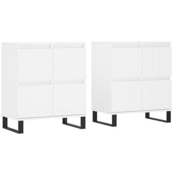 Credenza Soggiorno con Cassette Bianco, Set da Due Pannelli