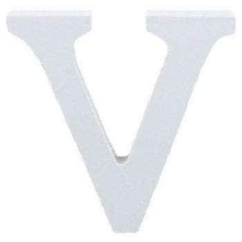 Letra V en Madera Blanca H 11 cm para Decoración de Bodas