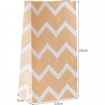 10pcs Zigzag Dot Stripe Kraft Bags for Party Supplies