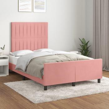 Bettgestell mit Kopfteil Rosa 120x190 cm – Samt, ohne Matratze – vidaXL