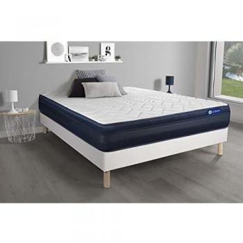 Ensemble Matelas Mémoire de Forme 140x200 5zones de Confort + sommier KIT Blanc