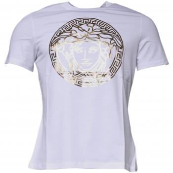 XS Versace Medusa Print Crew-Neck Shirt – White