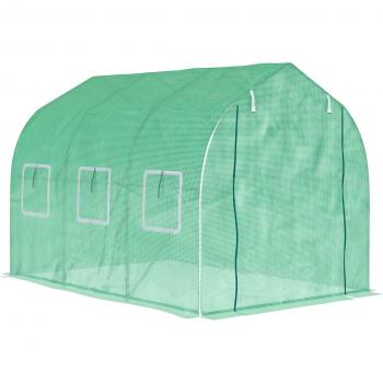 Serra Tunnel 6m² Verde – Con Tela PE, 6 Finestre, Porta Zip