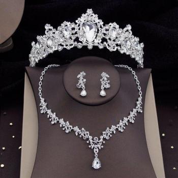 Conjunto de Accesorios de Boda con Cristales Plateados