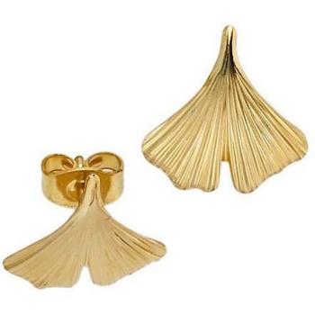 Paar JOBO Ginko Ohrstecker, 375 Gold