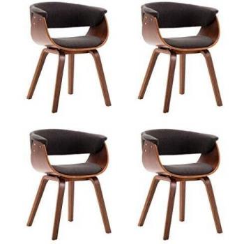 VidaXL Sillas de comedor 4 unidades madera curvada y tela gris