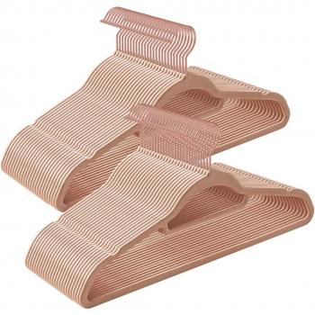 Cintre Soin Couture Velours Antiglisse Marron-Clair/Rose Gold