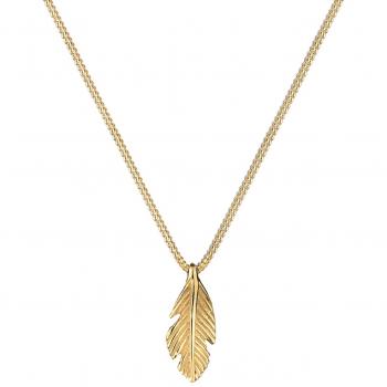 Elli Elegante Federhalskette Damen – Boho‑Stil, 585 Gelbgold