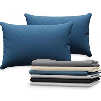 Coussin Housse 40x60 – Bleu Jersey, 100% Coton – Protège Oreiller