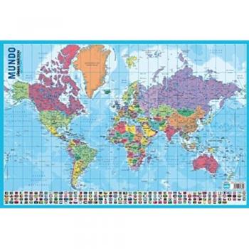 Lámina de Mapa del Mundo en Portugués 59.5 x 40 cm