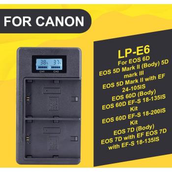 Ladegerät mit digitaler Anzeige für mehrere Canon LP-E Modelle (E6/E8/E12/E17)