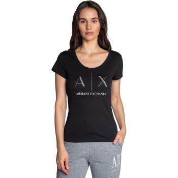 Armani Exchange Maglietta Donna con Studs Nera XL