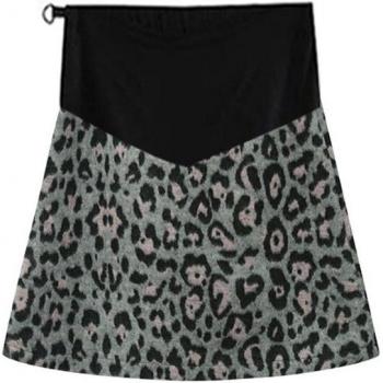 Woolen Leopard Print Maternity Mini Skirt