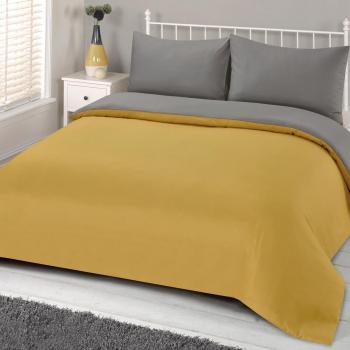 Brentfords Reversible Duvet Cover Set, Ochre Yellow Grey