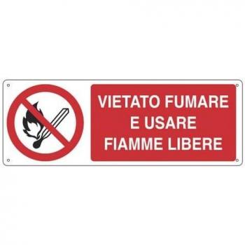 Cartello segnalatore “Vietato fumare, vietato usare fiamme” 33,3×50 cm – E1822X