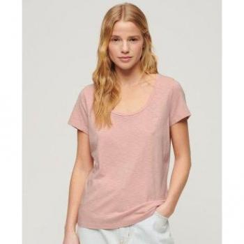 Camiseta Casual Rosa con Cuello Redondo Superdry