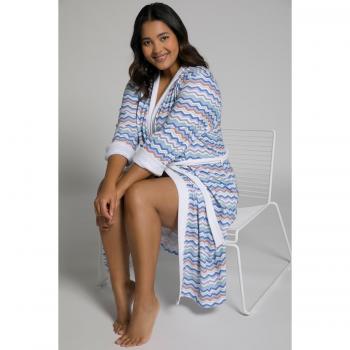 Accappatoio spugna fantasia pesce, Donna, Blu, Taglia 60/62, Cotone/Poliestere