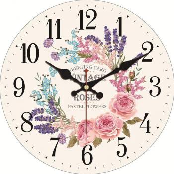 Vintage Rose and Sunflower Wall Clock