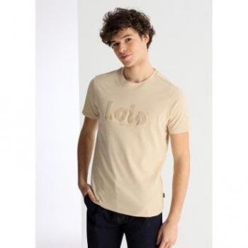 Blusa de Manga Corta Puff Beige Lois Jeans Outlet