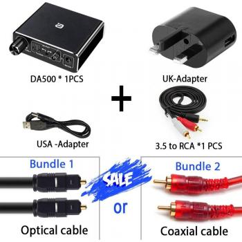 AC3 192 kHz Digital Audio Dekoder DAC mit Volumensteuerung, Optisch/Koax/RCA/3,5mm DA-Konverter Adapter DA500