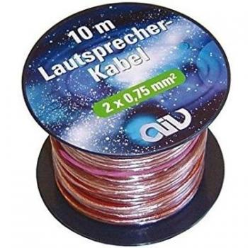 AIV 10 Meter Transparentes Mini‑Spule Kabel für Lautsprecher – 2×0,75 mm² OFC‑Cu
