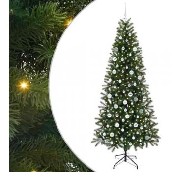 Albero natalizio artificiale 210 cm, 300 luci LED verdi – struttura PE/PVC