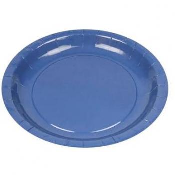 10 assiettes rondes en carton bio 20cm couleur bleu marine