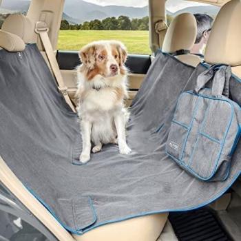 Kurgo Heather Hammock Car Seat Cover for Dogs, Gray/Blue