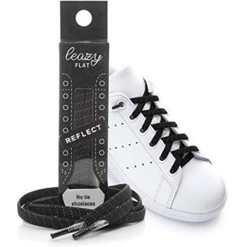 Schwarz Reflex Flat Elastic Shoelace – leaze‑Stil, kinderfreundlich