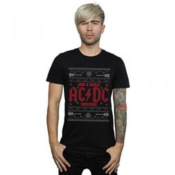 ACDC Men's Have A Rockin Christmas T-Shirt, Black, Large