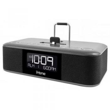 IHome Triple‑USB Stereo Clock Radio (Model iDL100G) – Black/Silver