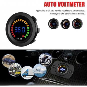 Mètre lumineux 12 V – Écran LED multicolore, tension 5–36 V, moto & auto