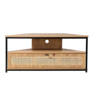 Calicosy Mueble Esquinero de TV 1 Puerta, Ratán y Mimbre