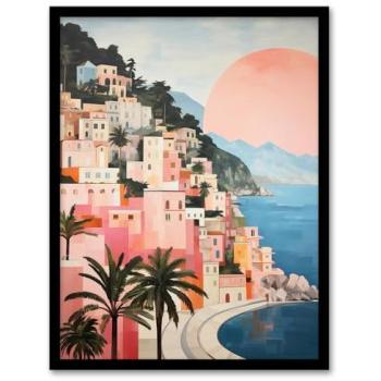 Mediterranean Morning Vista – Amalfi Urban Landscape Oil Painting