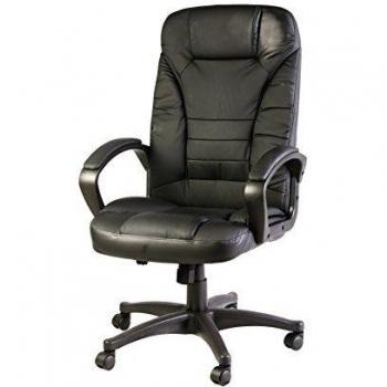 Silla Presidencial Ergonómica Serena, Silla de oficina con reposabrazos, Negro, 70x65h103/114 cm