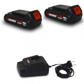 Set 2× Batteries 20 V Li‑Ion 2 Ah CONCEPT – Chargeur inclus, X‑PERFORMER
