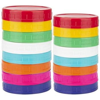 16 Pack Colorful Plastic Mason Jar Lids