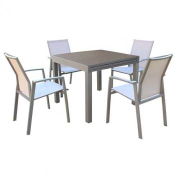 Set Tavolo e Sedie da Esterno in Alluminio 180x90x75 cm