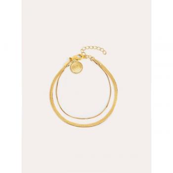 Pulsera Doble Lisse Tail de Acero Bañado en Oro