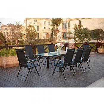 Tavolo da giardino allungabile in alluminio CONCEPT U e 8 sedie in textilene Brescia