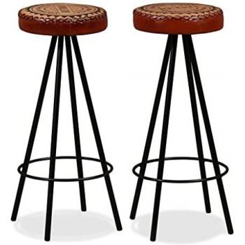 Tabouret de bar avec assise en cuir véritable (vidaXL)