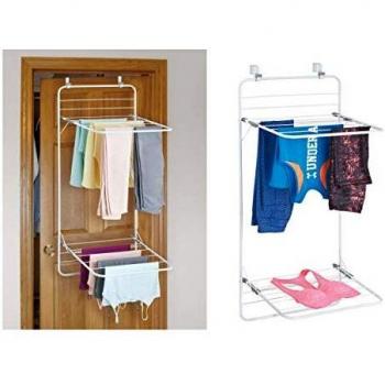 InterDesign Overdoor Storage Rack – Two-Tier White/Gray